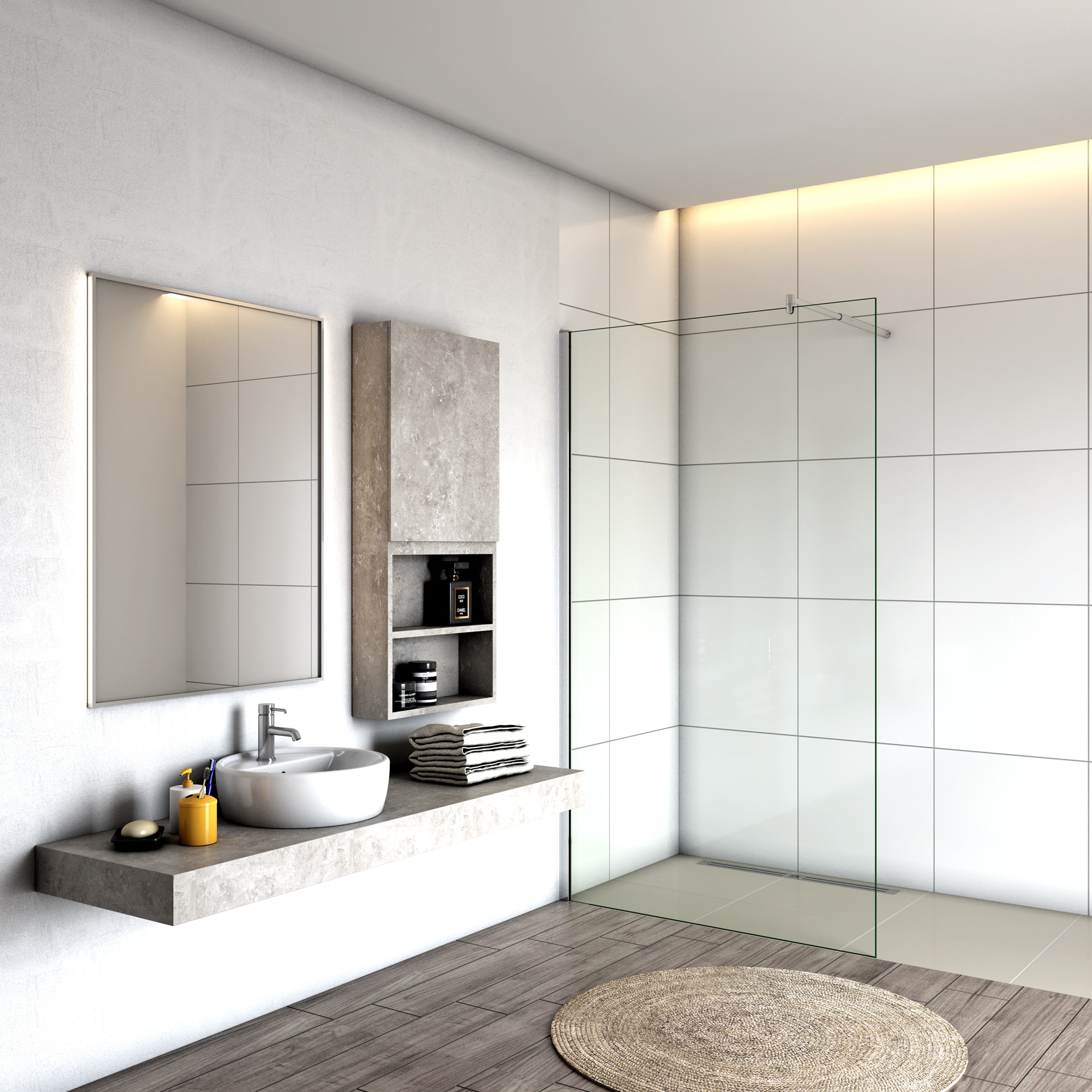 Painel de duche,vidro anti-calcário 8mm,barra ajustável 70-120cm,50x200cm