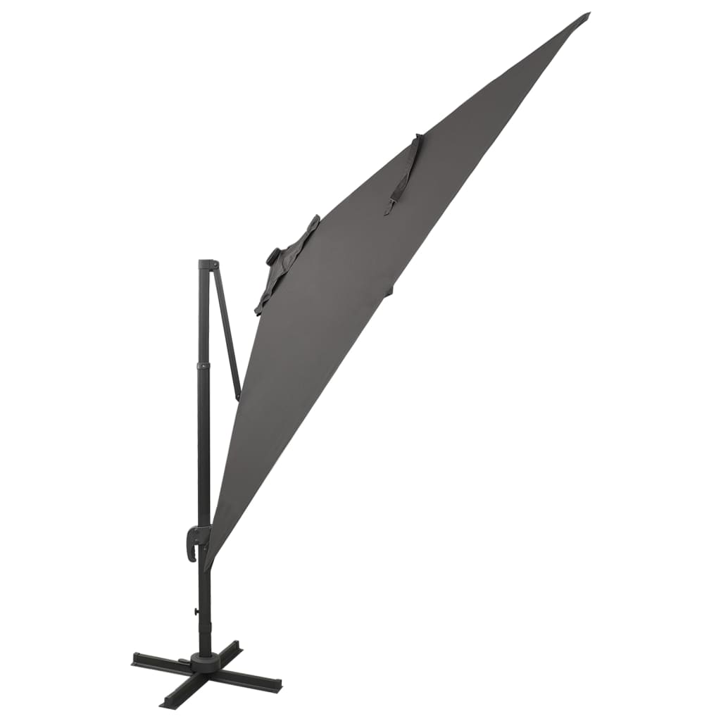 Guarda-sol jardim cantilever c/ poste/luzes LED 300cm antracite wgo9214