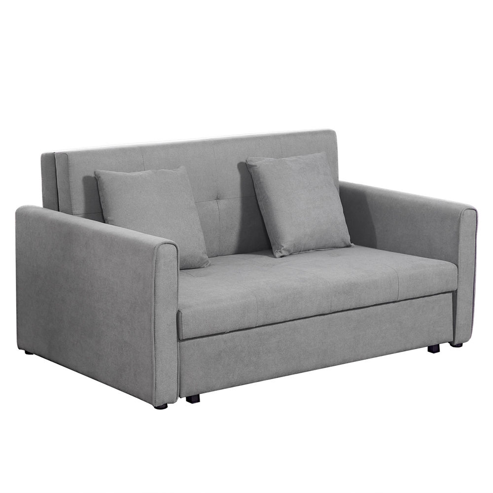 Sofá cama 152x101x81cm aLGodão, esponja e madeira de eucalipto color gris