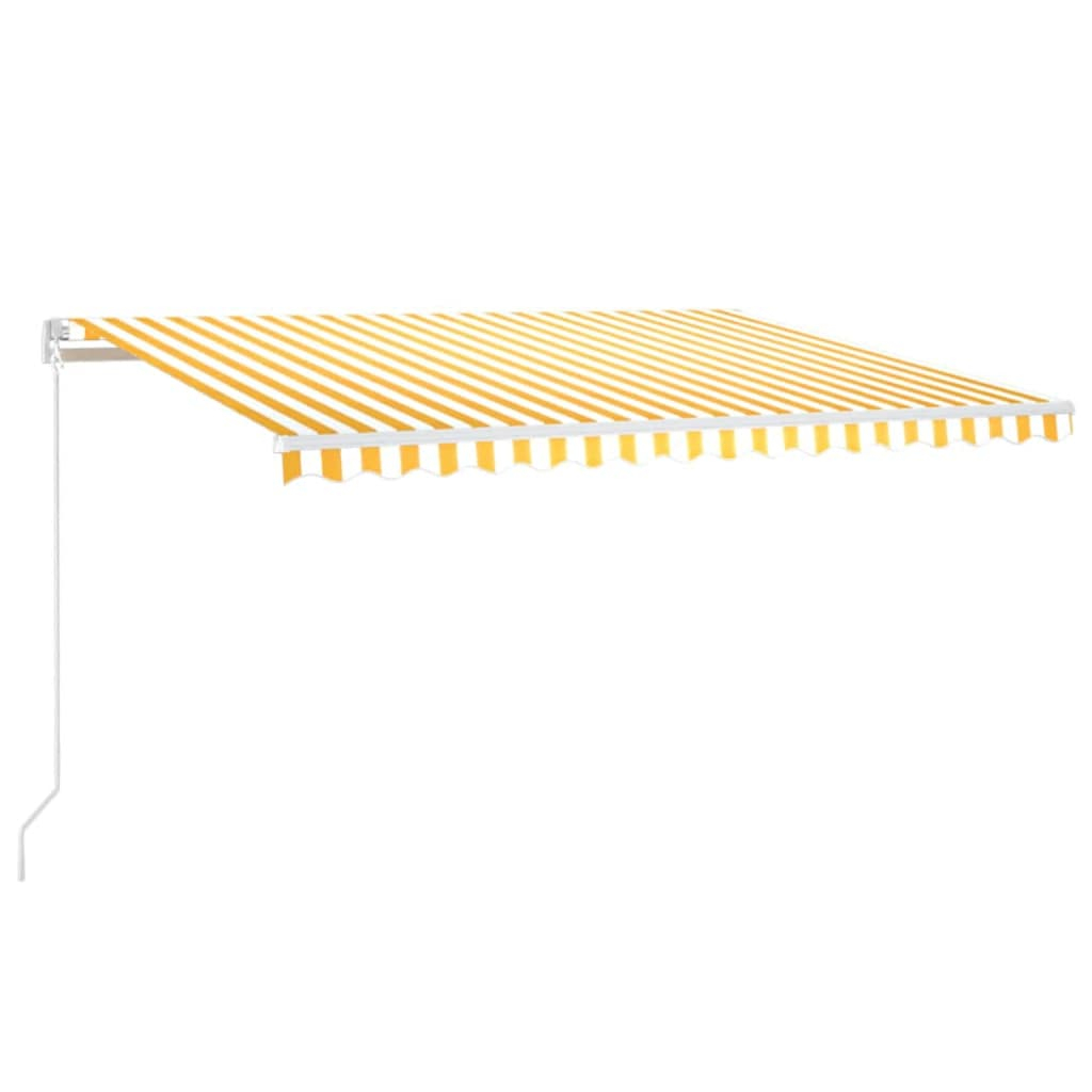 Toldo autom. LED e sensor de vento 450x300 cm amarelo/branco