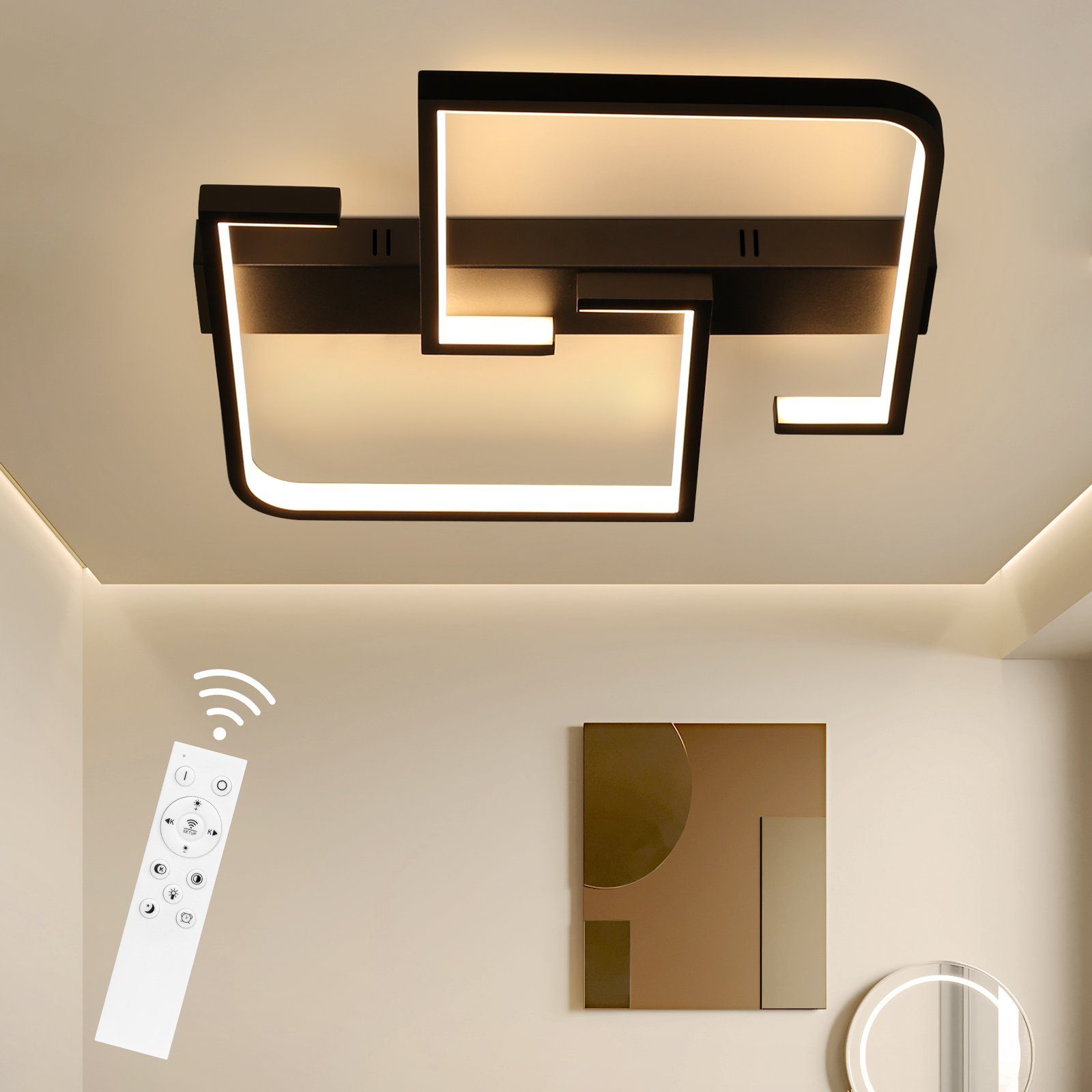 Nettlife LED plafon 45w metal 60cm sala de estar regulável com controle