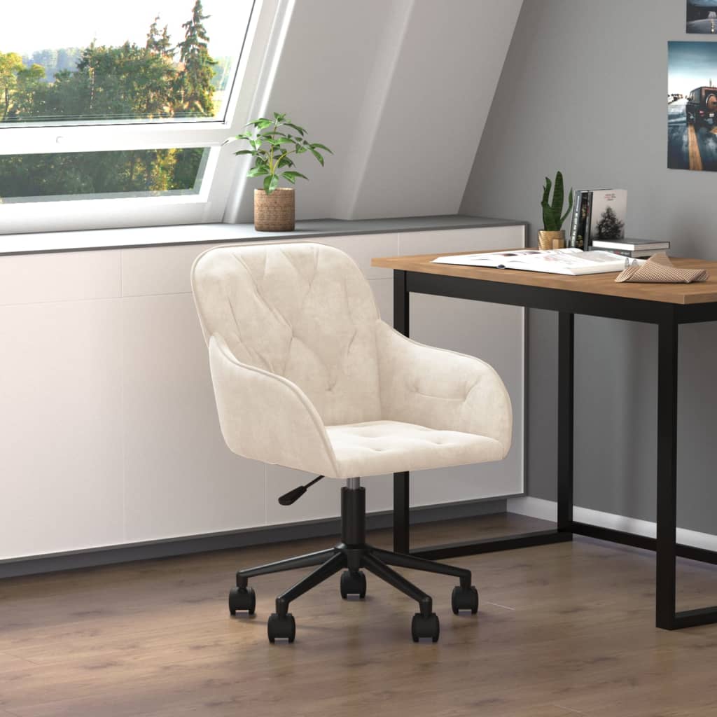 Cadeira de escritório giratória veludo cor creme wf833383