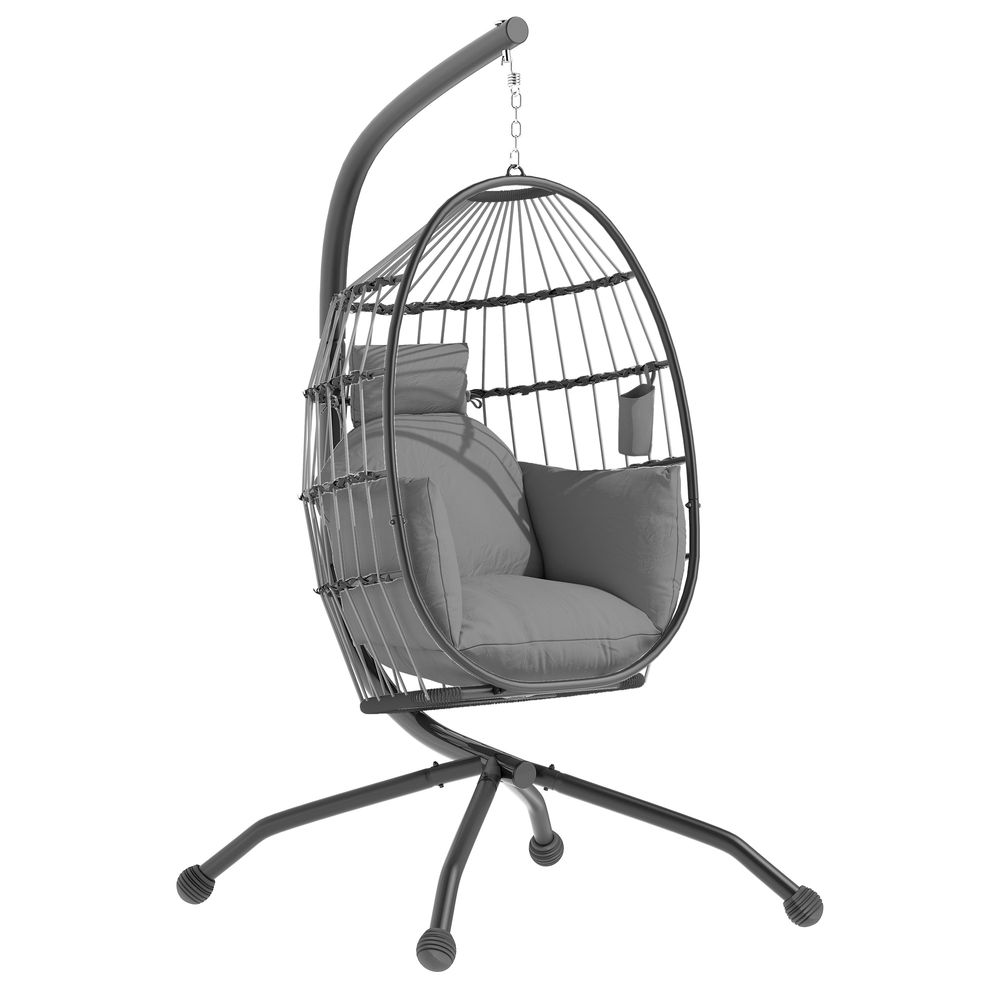 Cadeira suspensa 120x88x192 cm aço e poliéster color gris Outsunny
