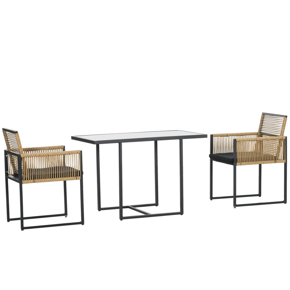 Conjunto mesa e cadeiras de jardim aço, vime pe, poliéster bicolor