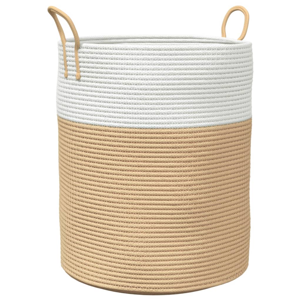 vidaXL cesta de almacenaje aLGodón beige y blanco ø38x46 cm