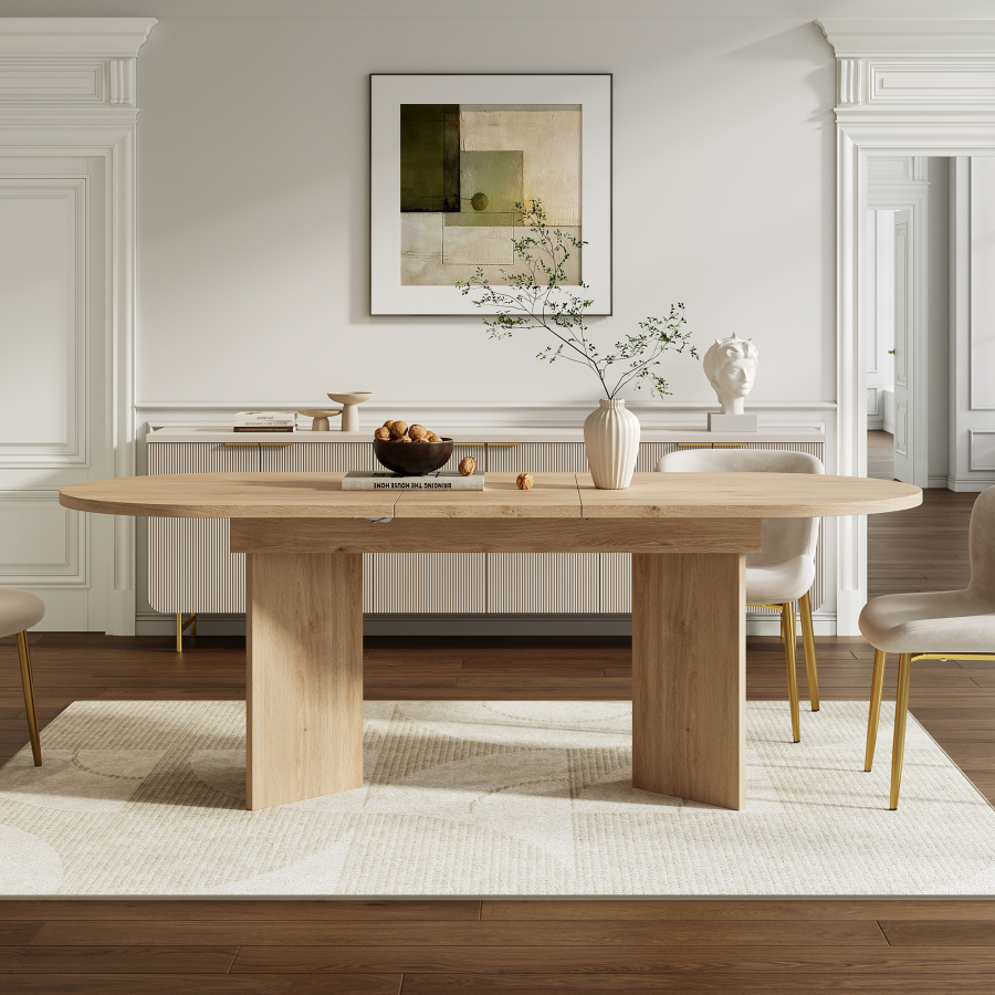 Mesa de jantar extensível sala jantar mdf carvalho 120/160x80cm
