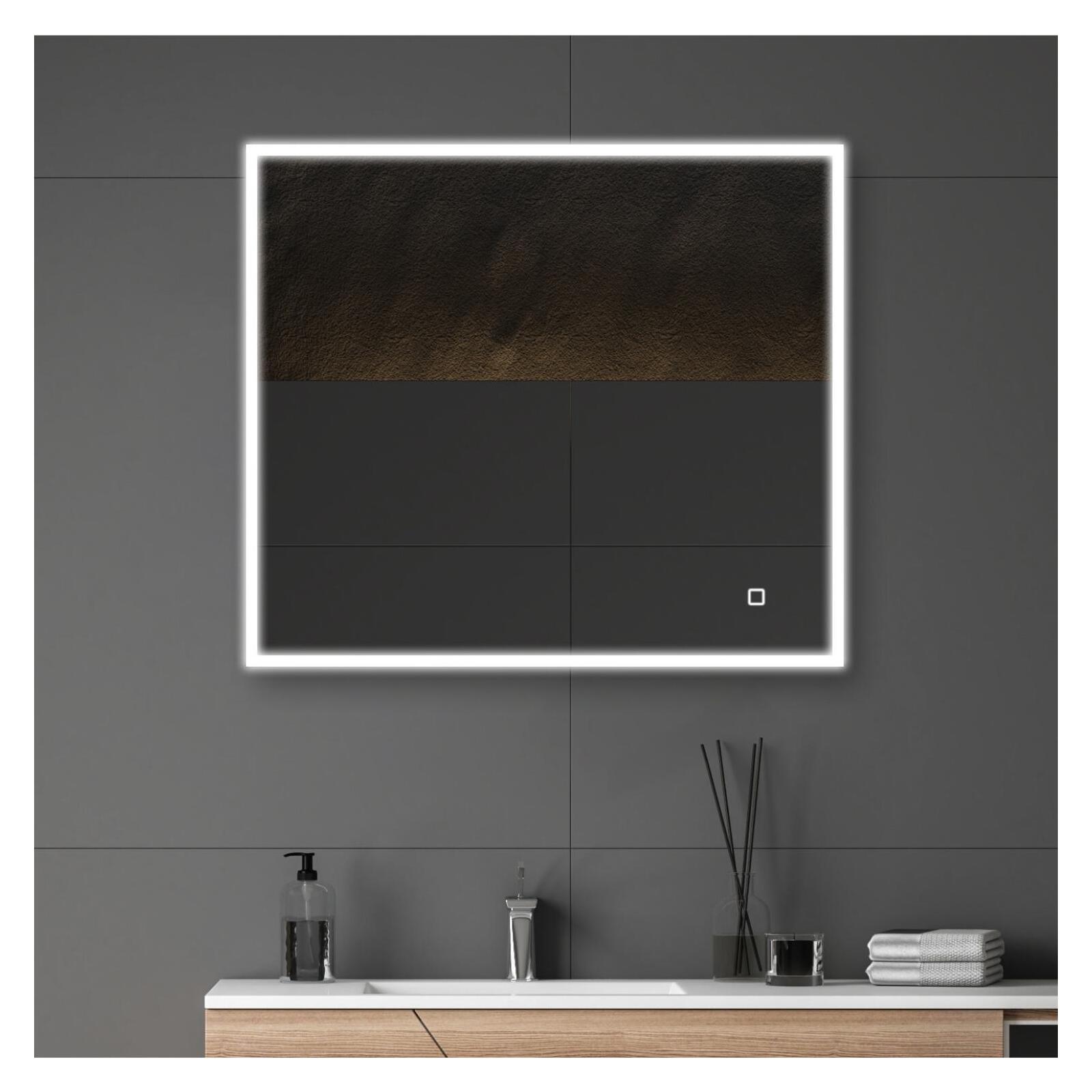 Espelho LED retangular l60/80cm de vidro prateado eclips