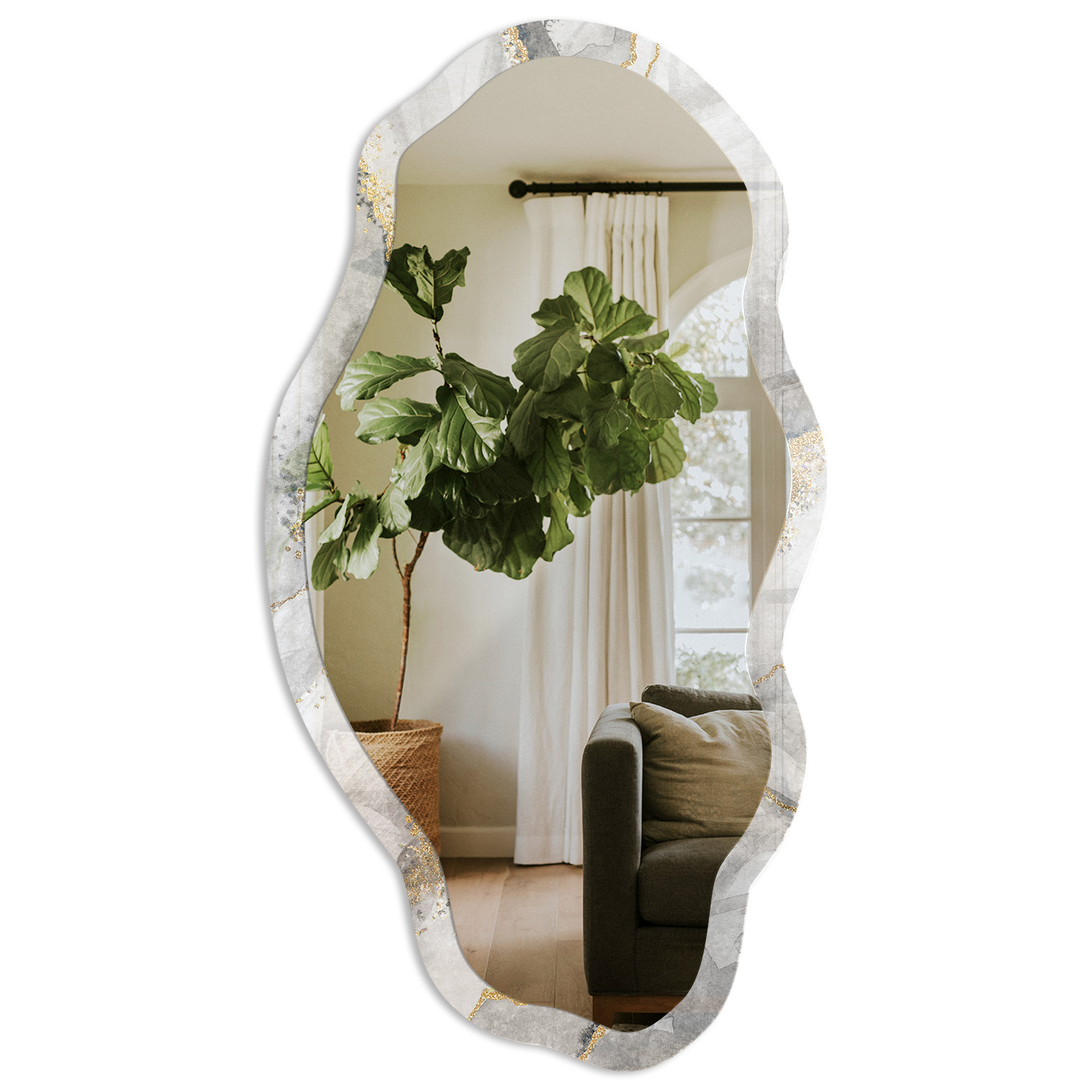 Espelho irregular decorativo 52x97-45x90 abstração de mármore tulup