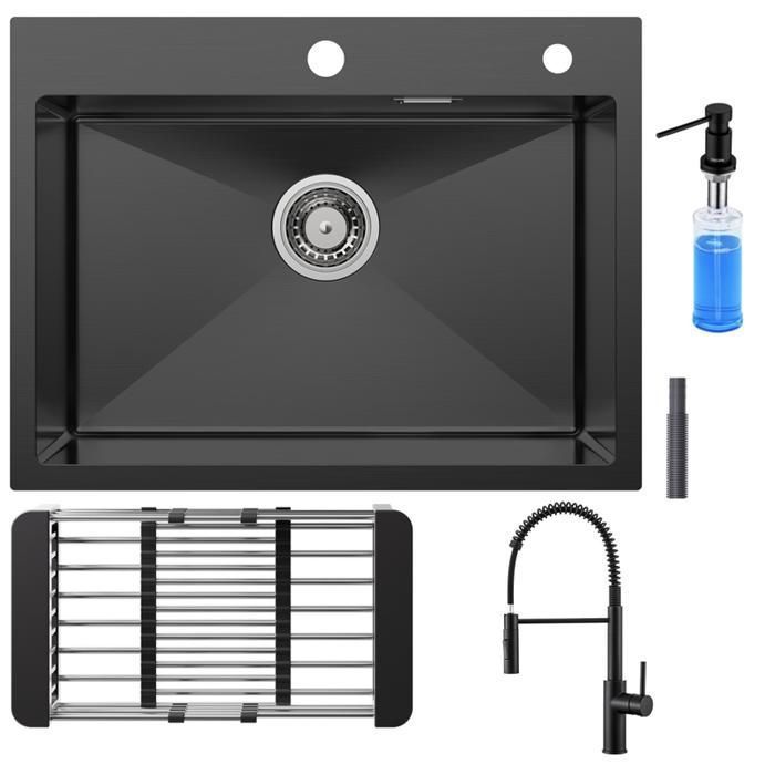 Cuba de cozinha - inox - 60x45cm - misturador com mola - distribuidor de sa