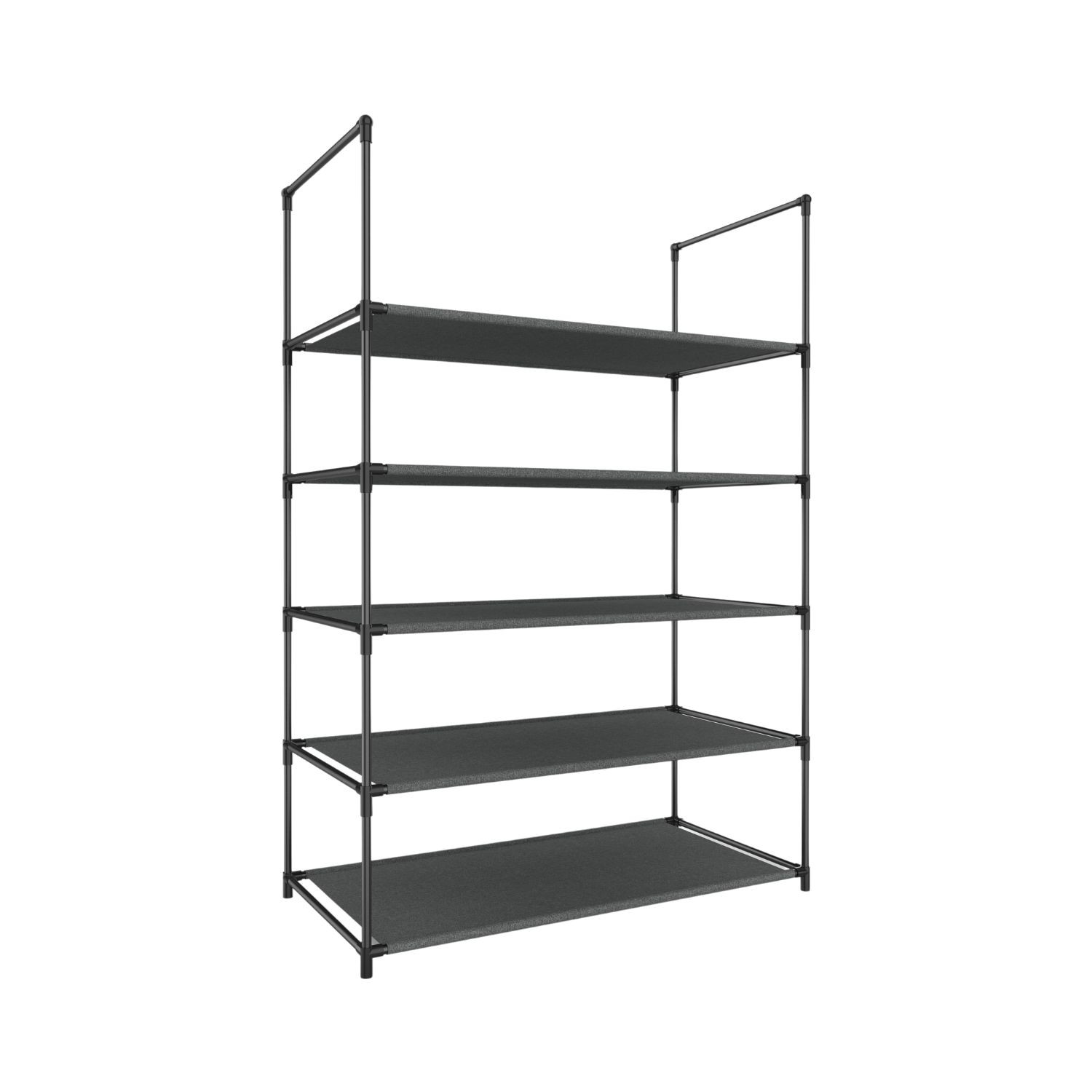 Sapateira em metal prateado com 5 prateleiras 60x30x90cm