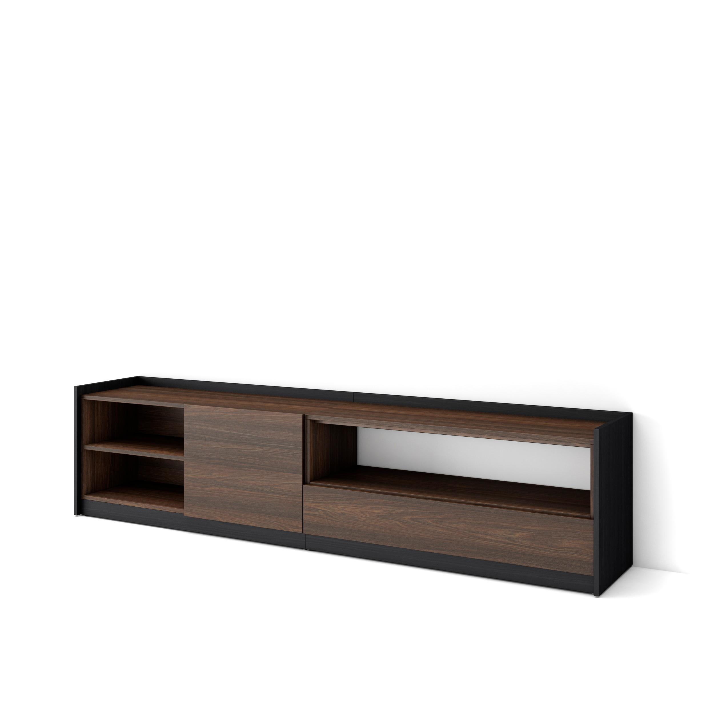 Móvel de tv, 207x37x50cm, carvalho escuro e preto rf4394