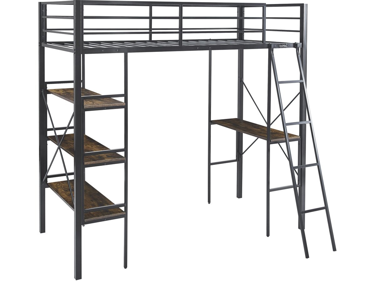 Cama de mezanino com secretária em metal <<raphaël>> - 190 x 90 cm - preto