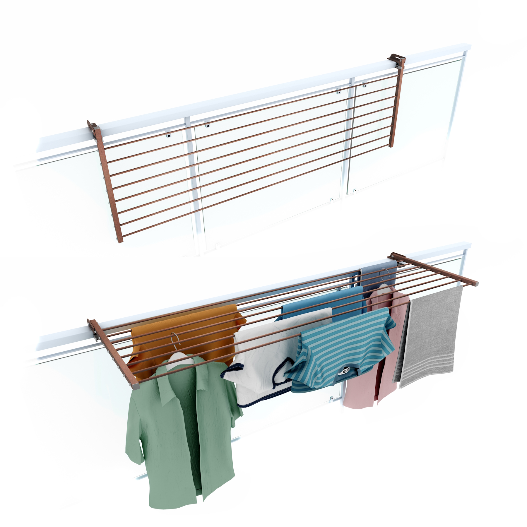 Estendal grande para exteriores 162 cm, foxydry duo corten