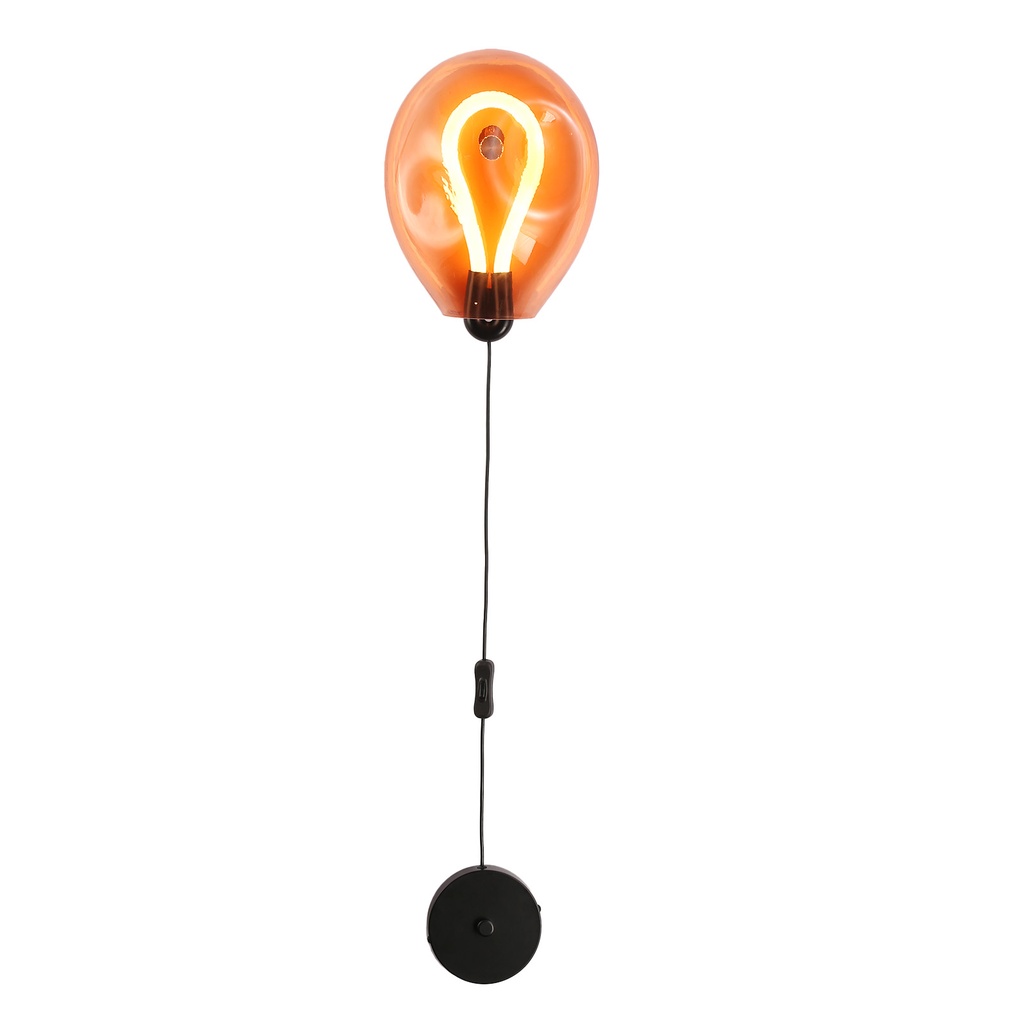 Aplique globo vidro amarelo 8w LED