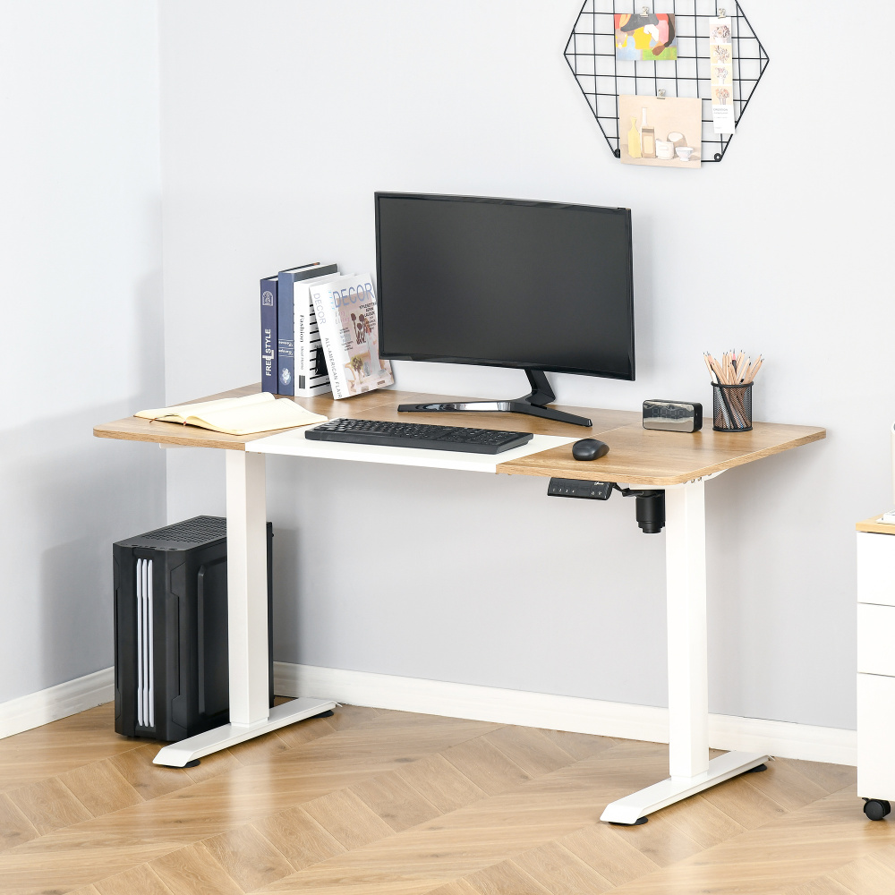 Secretária elétrica regulável em altura com memória branco 72-116x140x70cm