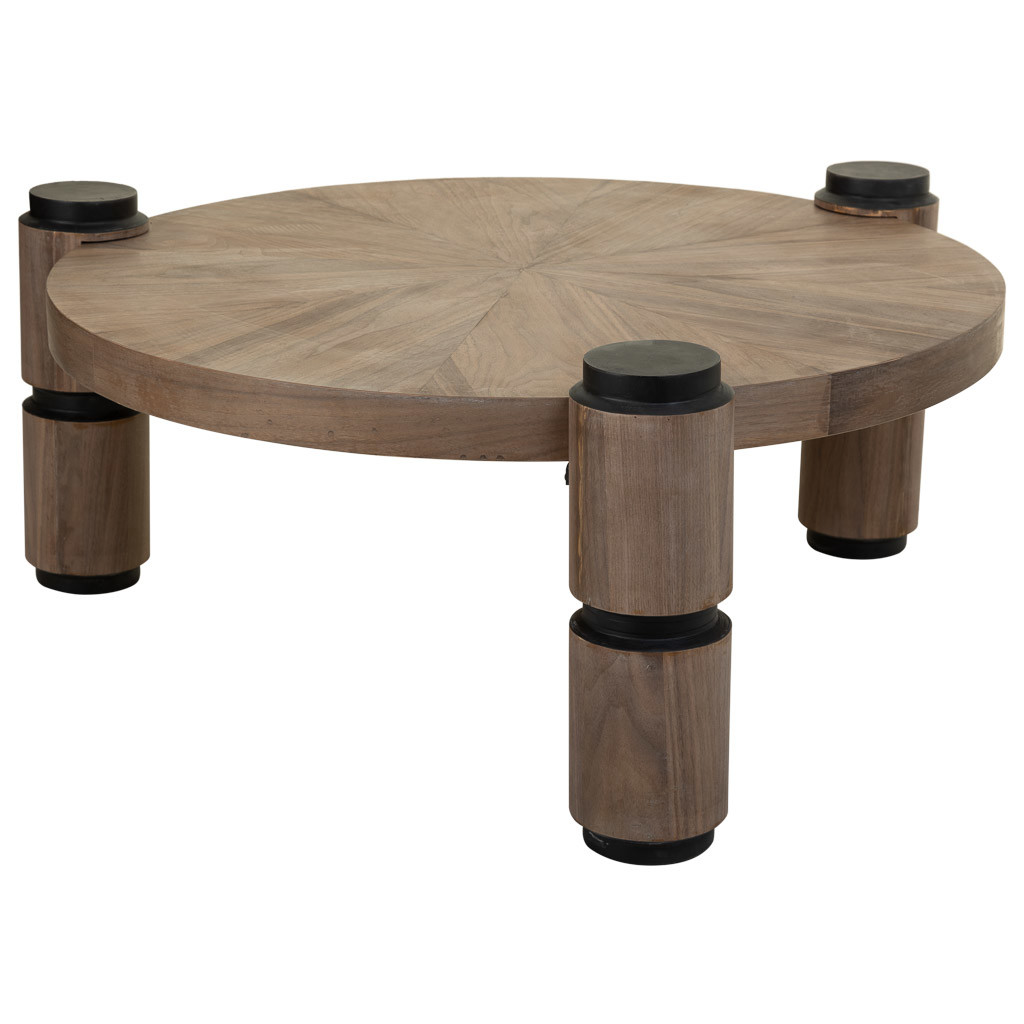 Mesa de centro de madeira e metal marrom d110x46