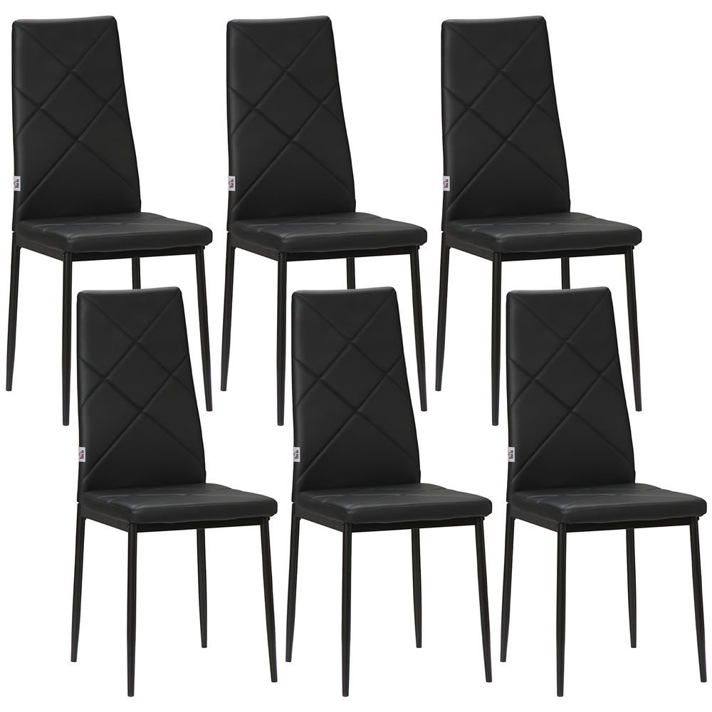 Conjunto de 6 cadeira 41x50x97cm espuma, aço e PVC Homcom, casa - cadeiras
