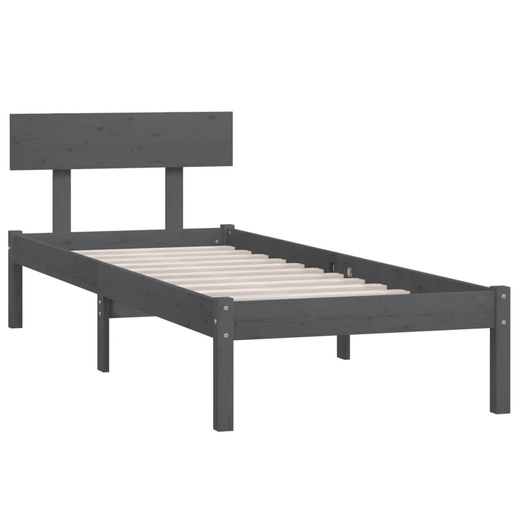 vidaXL estructura de cama individual sin colchón madera de pino gris