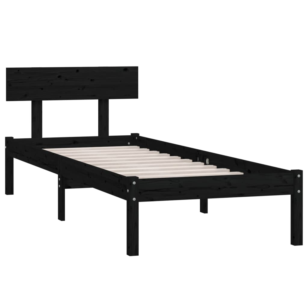 vidaXL estructura cama individual sin colchón madera maciza pino negro