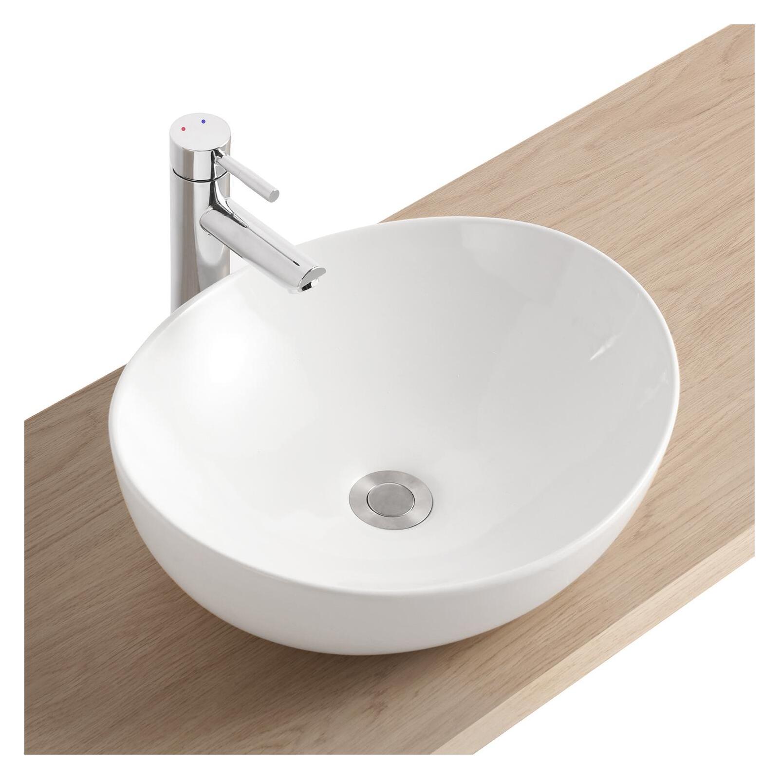 Pia de cerâmica oval para bancada 42x37 cm anna