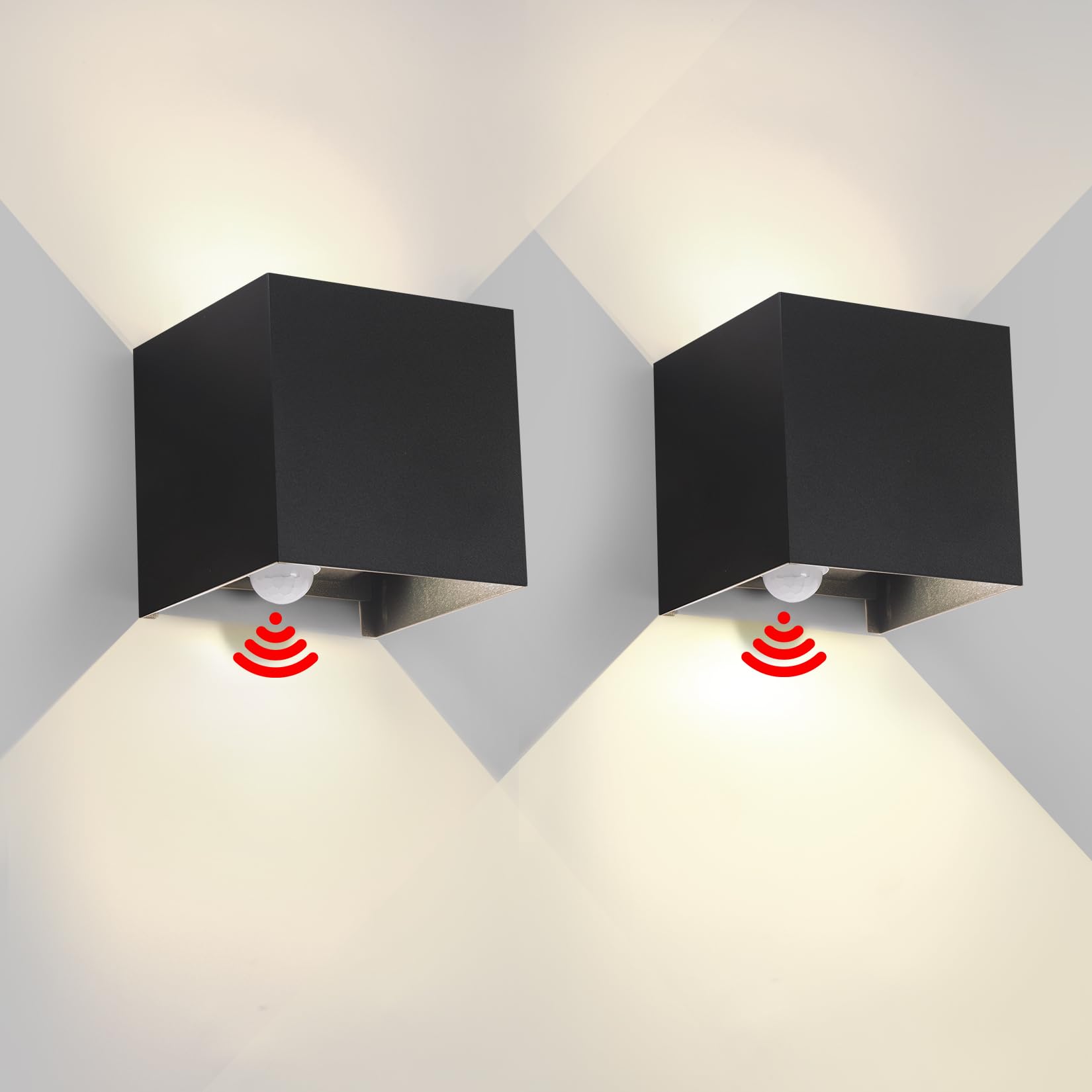 Luminária de parede com sensor impermeável 6 w 3000 k preto