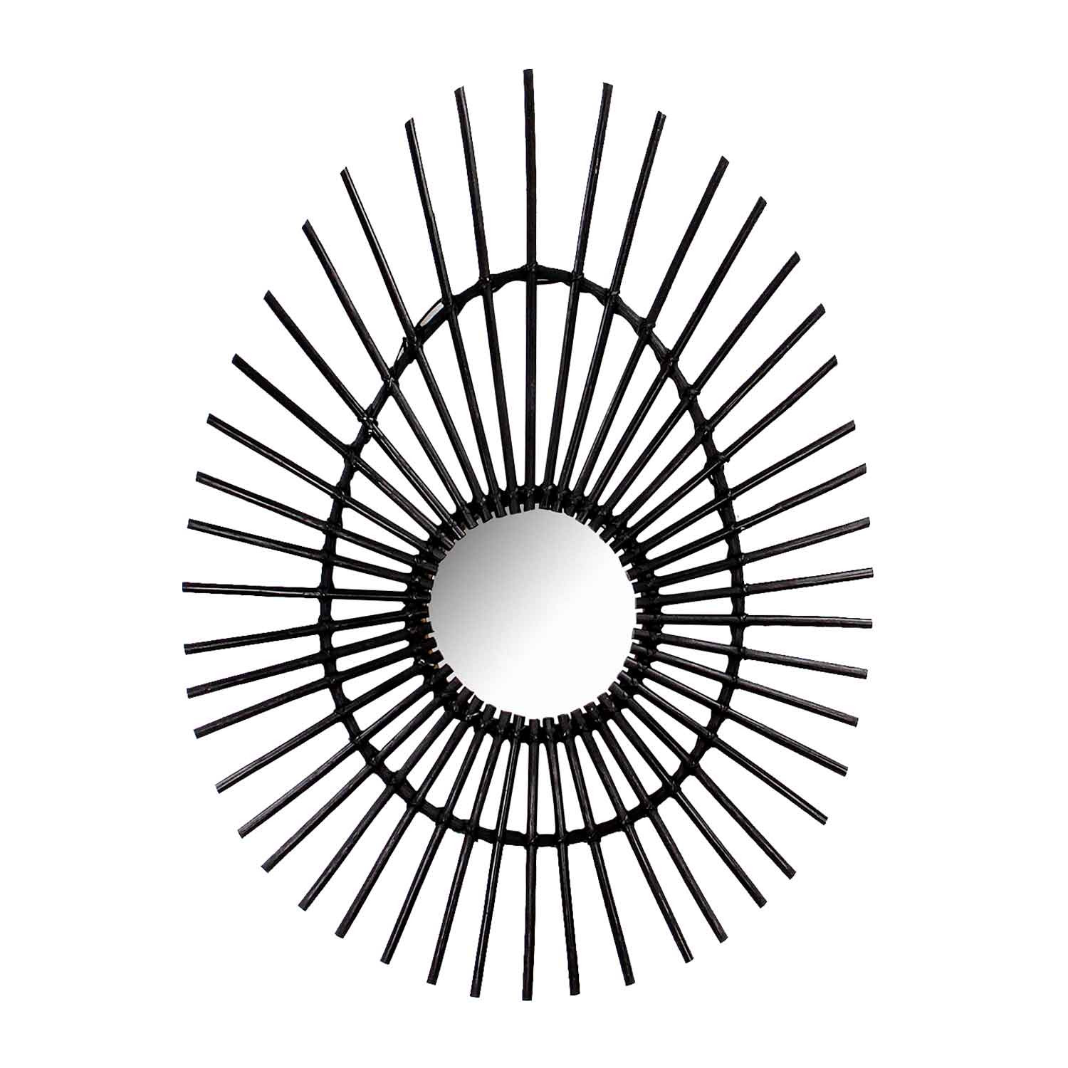 Espelho de parede oval de vime deko preto 80cm Thinia Home