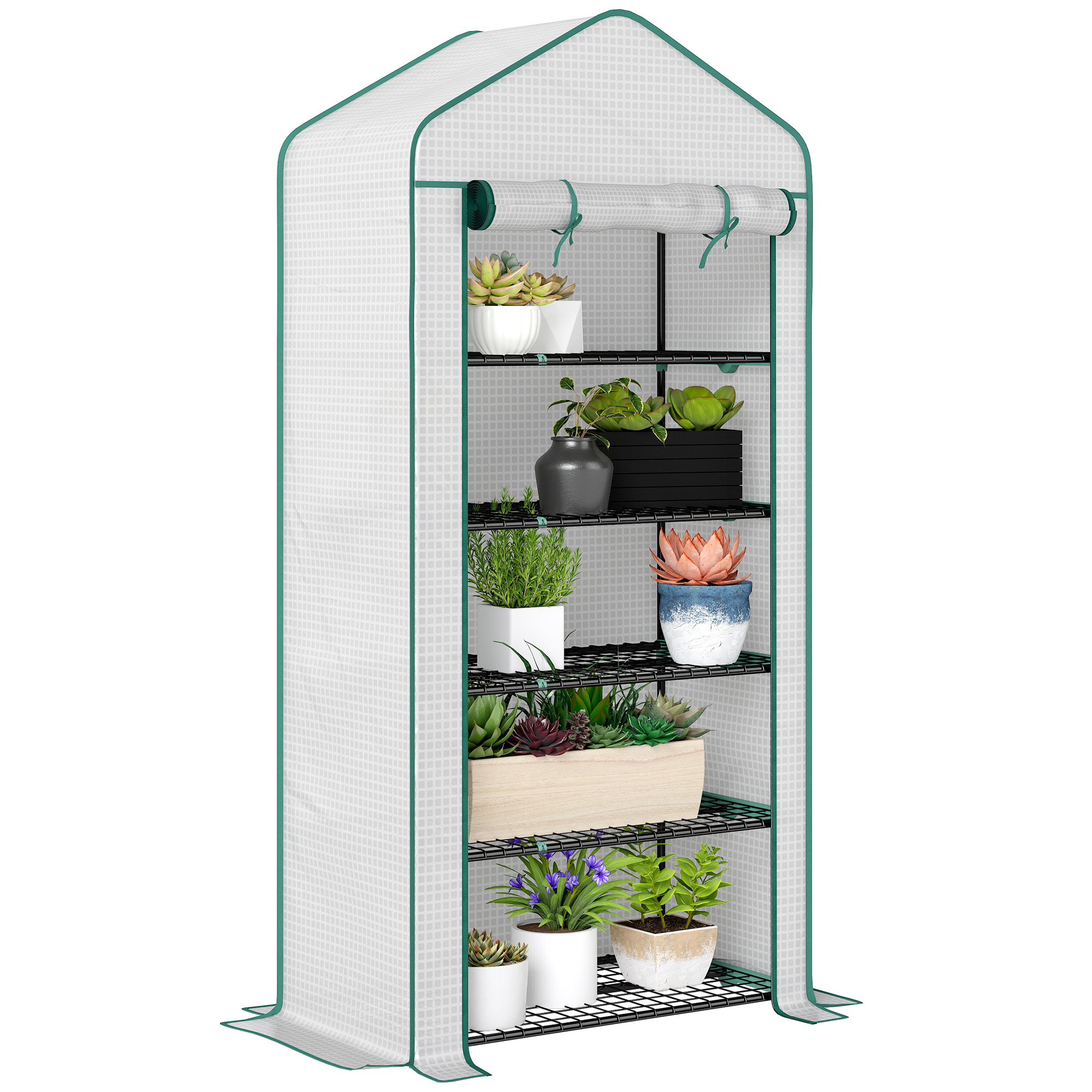Estufa de jardim em polietileno branco 90x49x193 cm