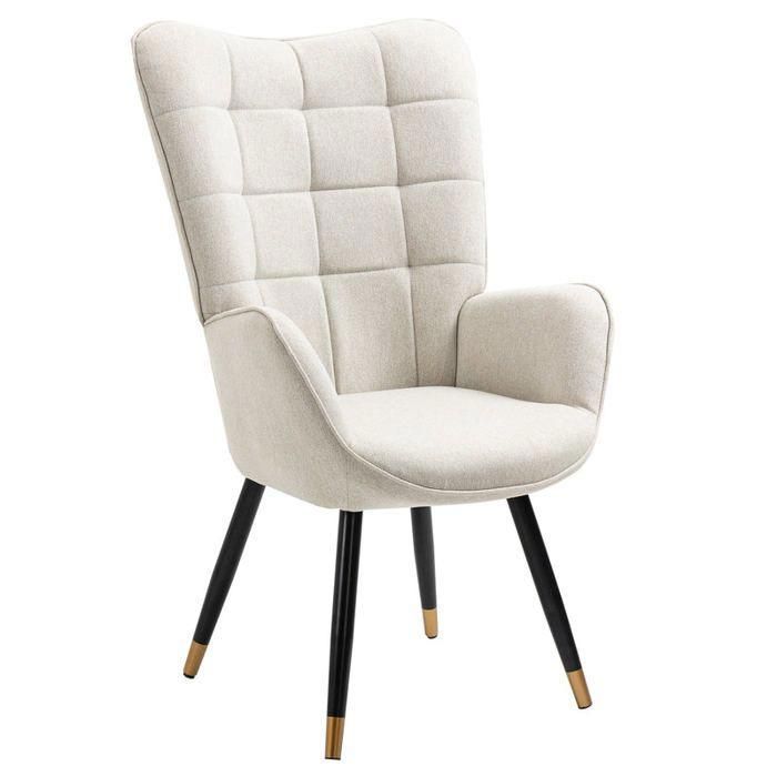 Meubles cosy - poltrona escandinava com braços em tecido bege