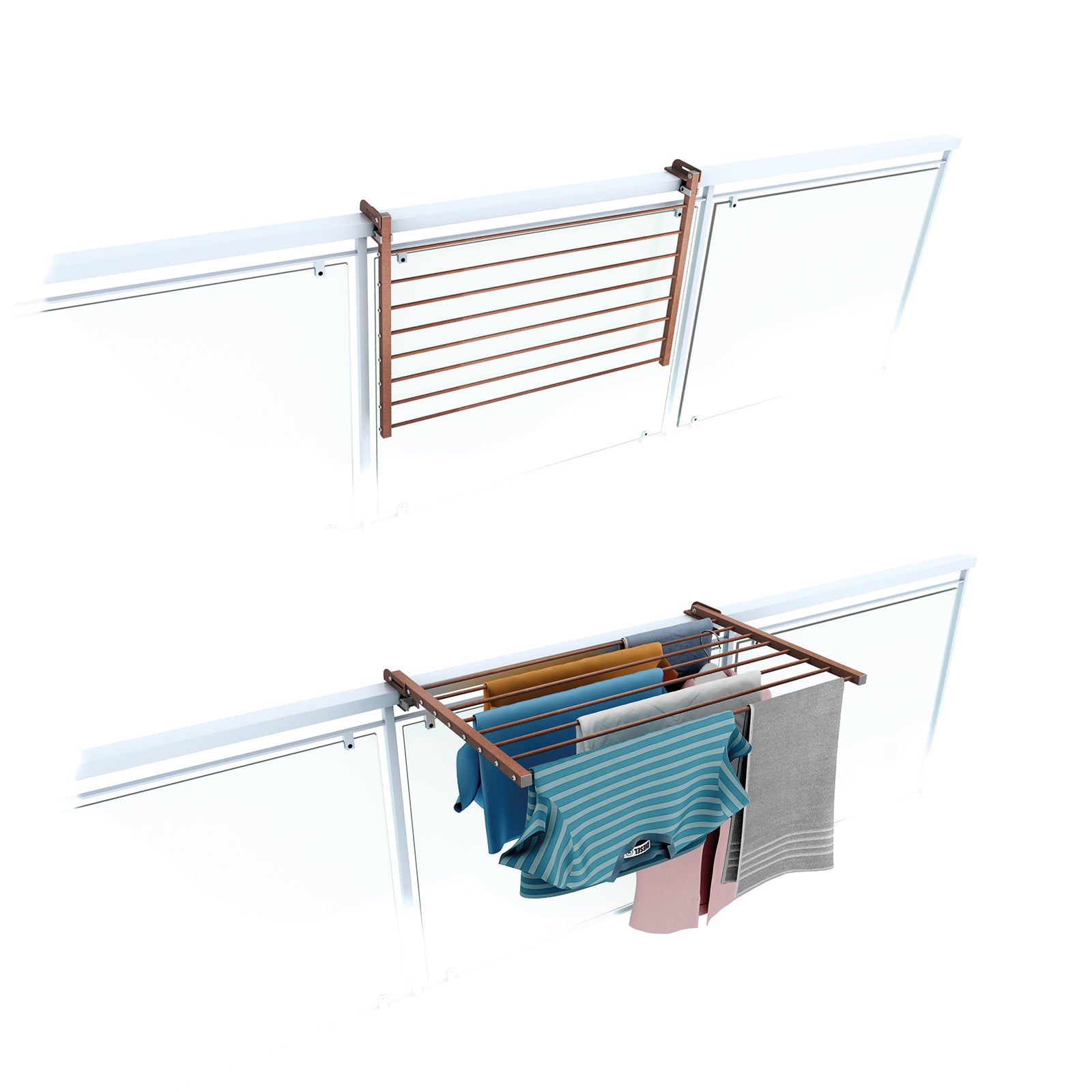 Estendal para grade de varanda 82 cm, foxydry duo corten