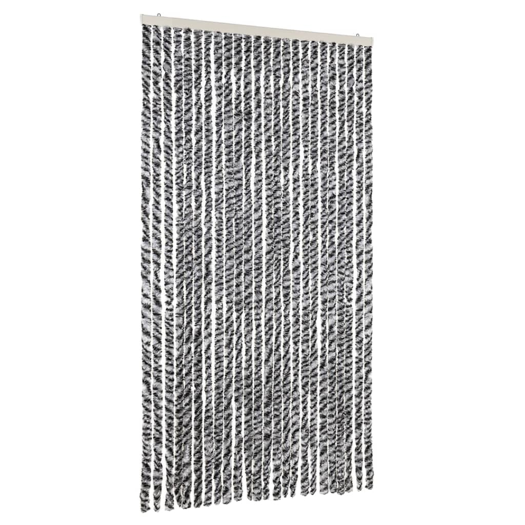 Cortina anti-insetos 100x220 cm chenille cinzento/preto/branco