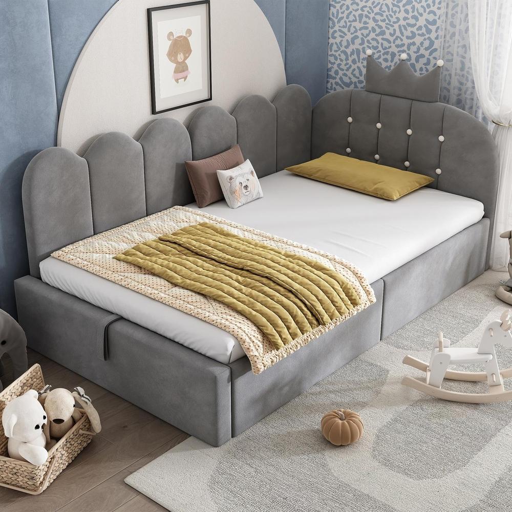 Sofa cama en l com arrumacao 90x200cm cinza
