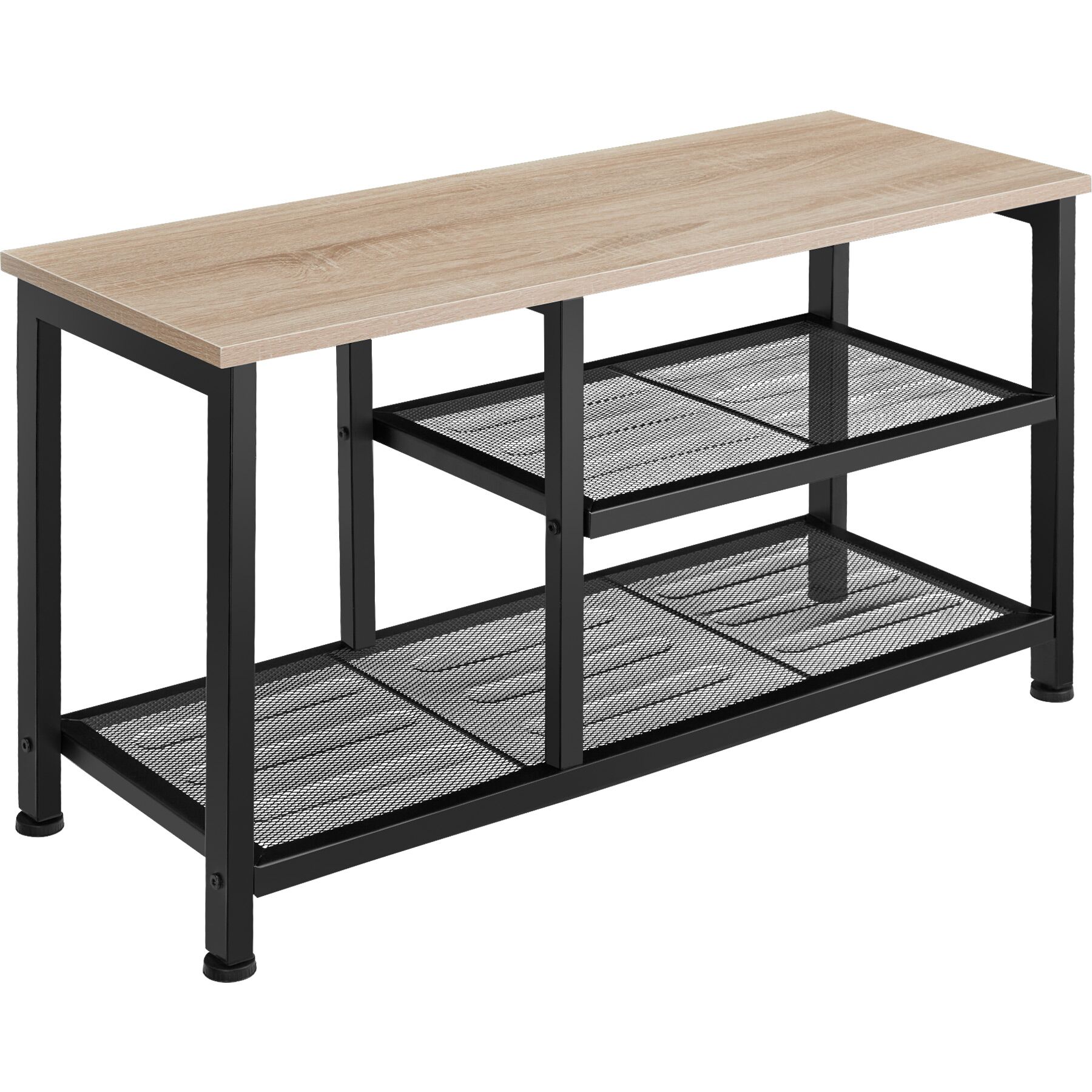 Sapateiro estilo industrial e 2 prateleiras 80x30x45,5 cm madeira clara