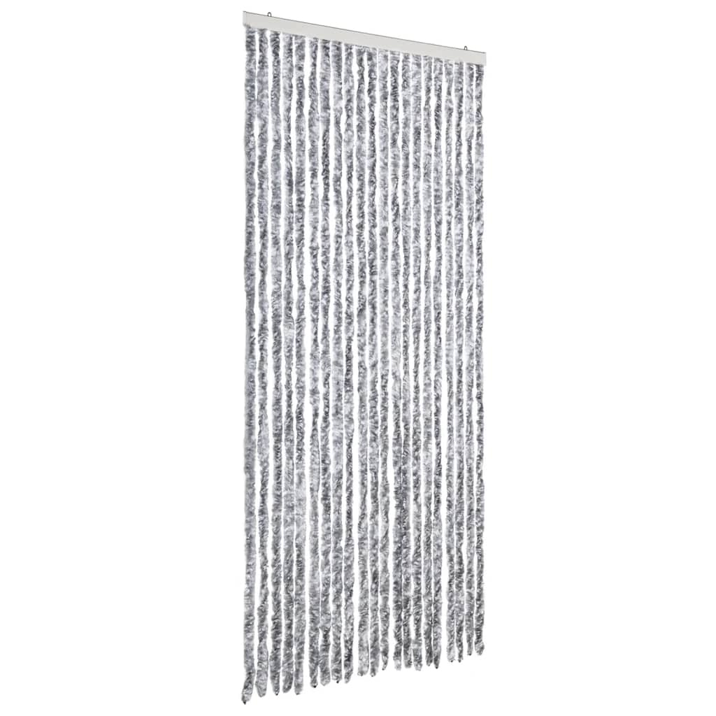 Cortina anti-insetos 90x200 cm chenille branco e cinzento