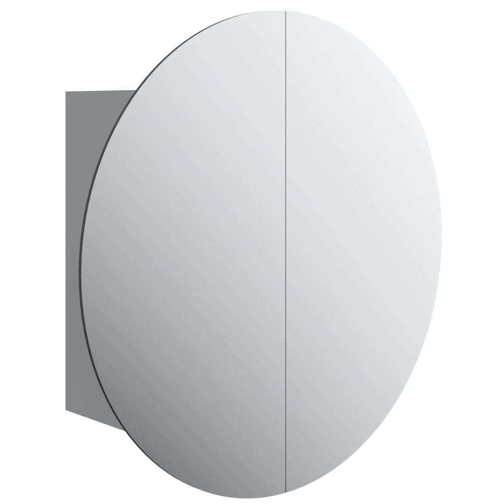 Armário de banheiro vidaxl com espelho redondo e LED cinza 40x40x17,5 cm