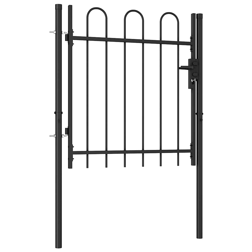 Portão de vedação individual com topo arqueado aço 1x1m preto