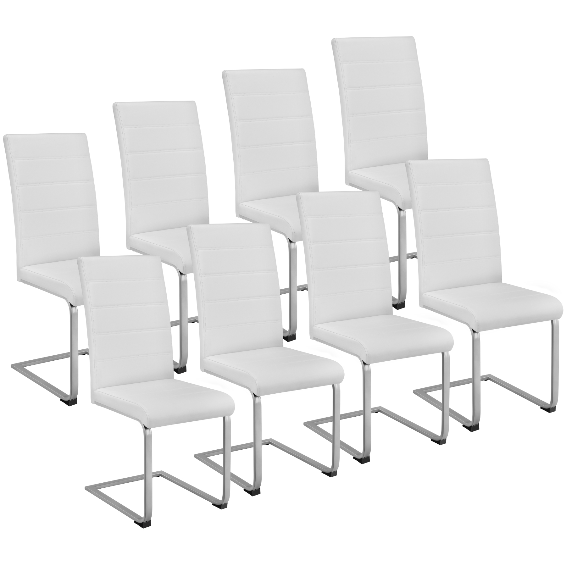 8 cadeiras de sala de jantar altas, forma de c símil cuero branco