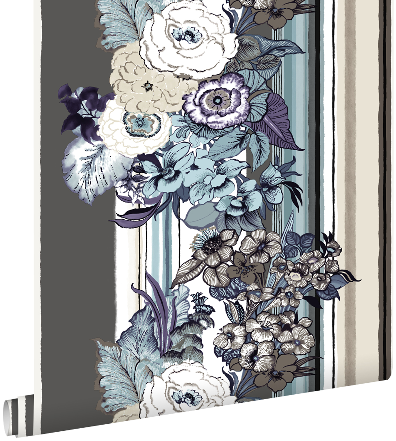 Estahome papel de parede flores vintage taupeeroxo escuro 53 cm x 10.05 m