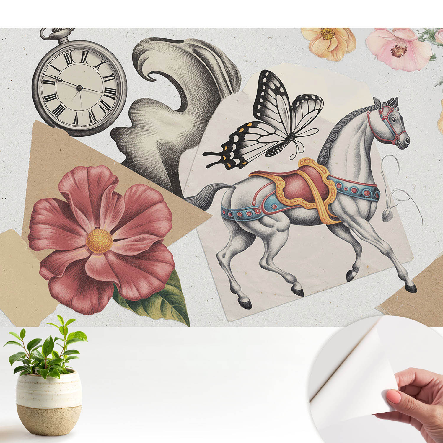 Papel parede adesivo flores vintage 250x250 tulup
