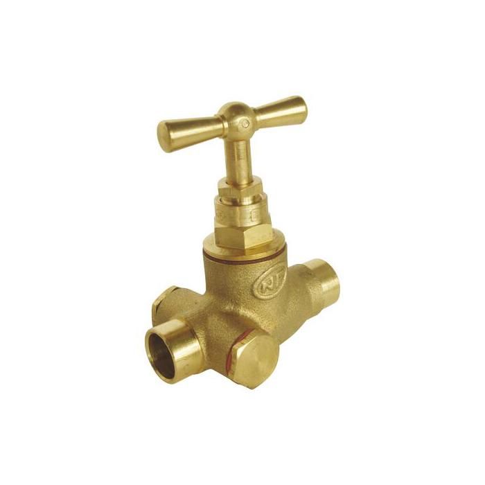 Válvula de corte de latão com purga para soldar