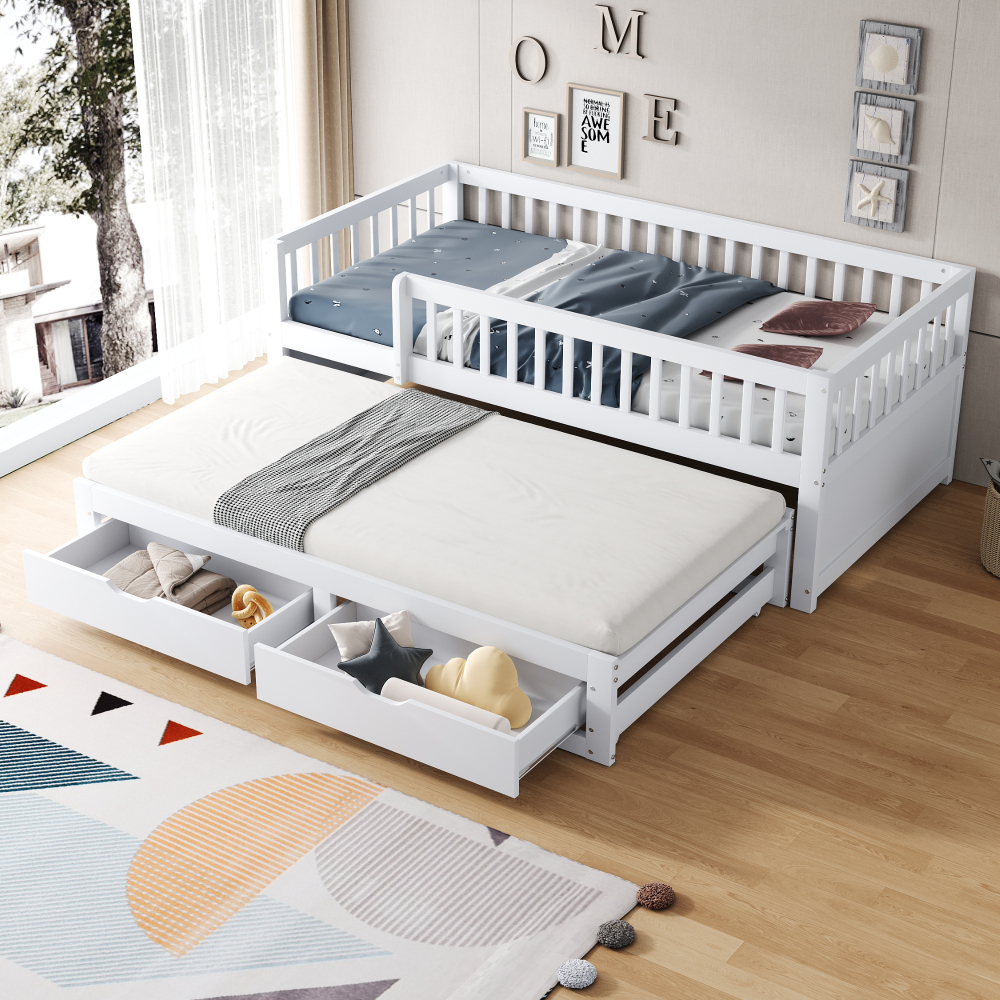 Sofá cama 90x200cm com arrumação em madeira – branco