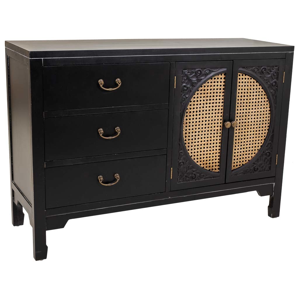 Aparador de madeira preto 106x36x73