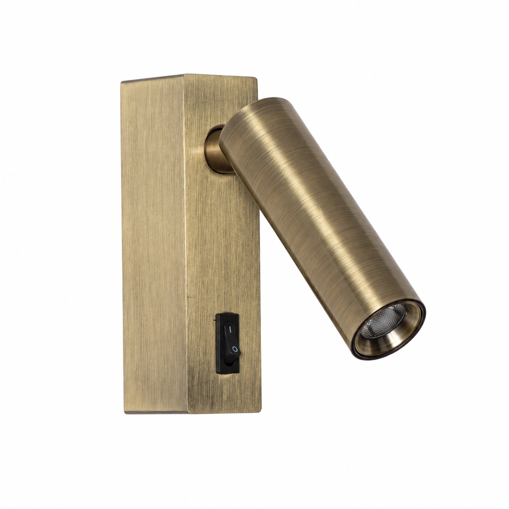 Aplique LED de leitura bronze envelhecido 2w 3000k com interruptor