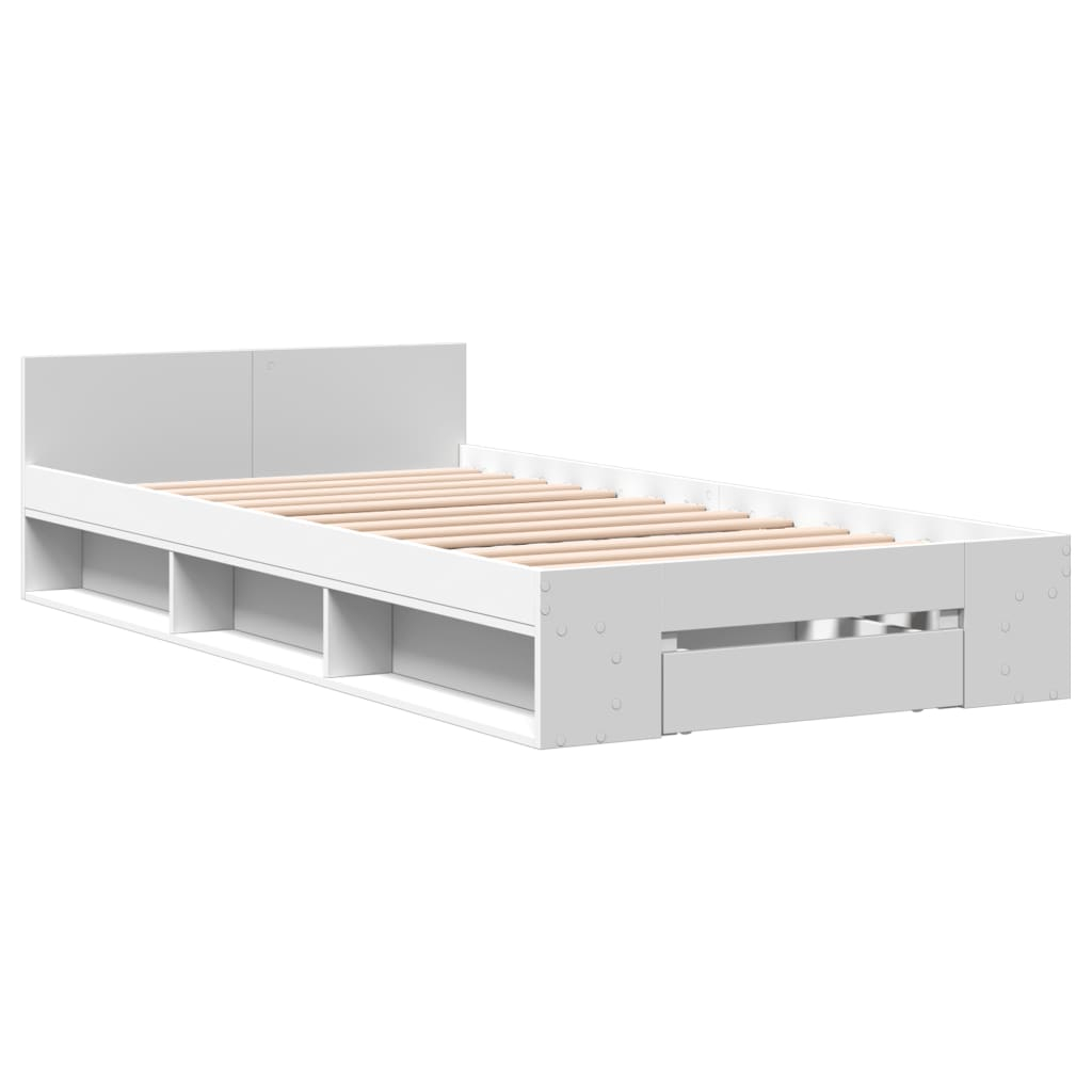 vidaXL cama con cajón madera de ingeniería blanco 100x200 cm