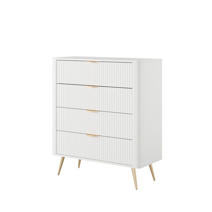 Cômoda - 3xe living - 4 gavetas - branco - frentes em mdf - pés de aço - 88