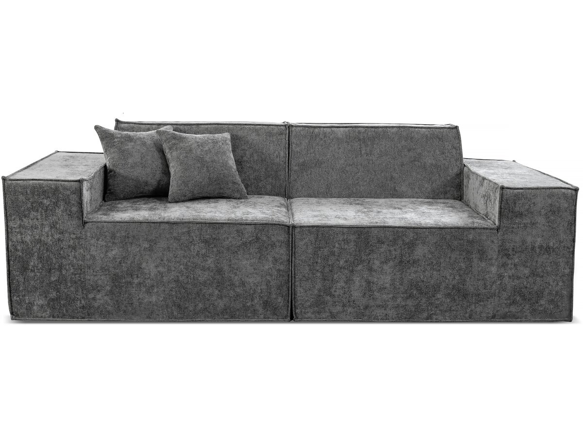 Sofá modular reto em tecido texturado "lusso" - 3 lugares - cinza
