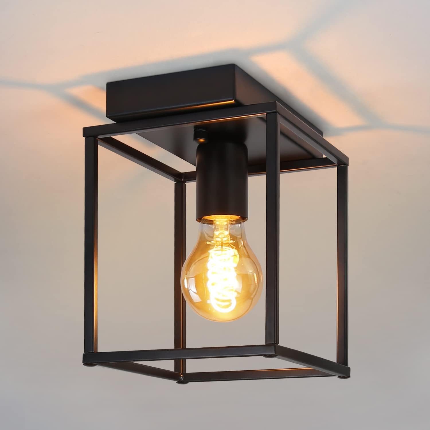 Nettlife retro LED luz de teto preto industrial lâmpada para o quarto sala