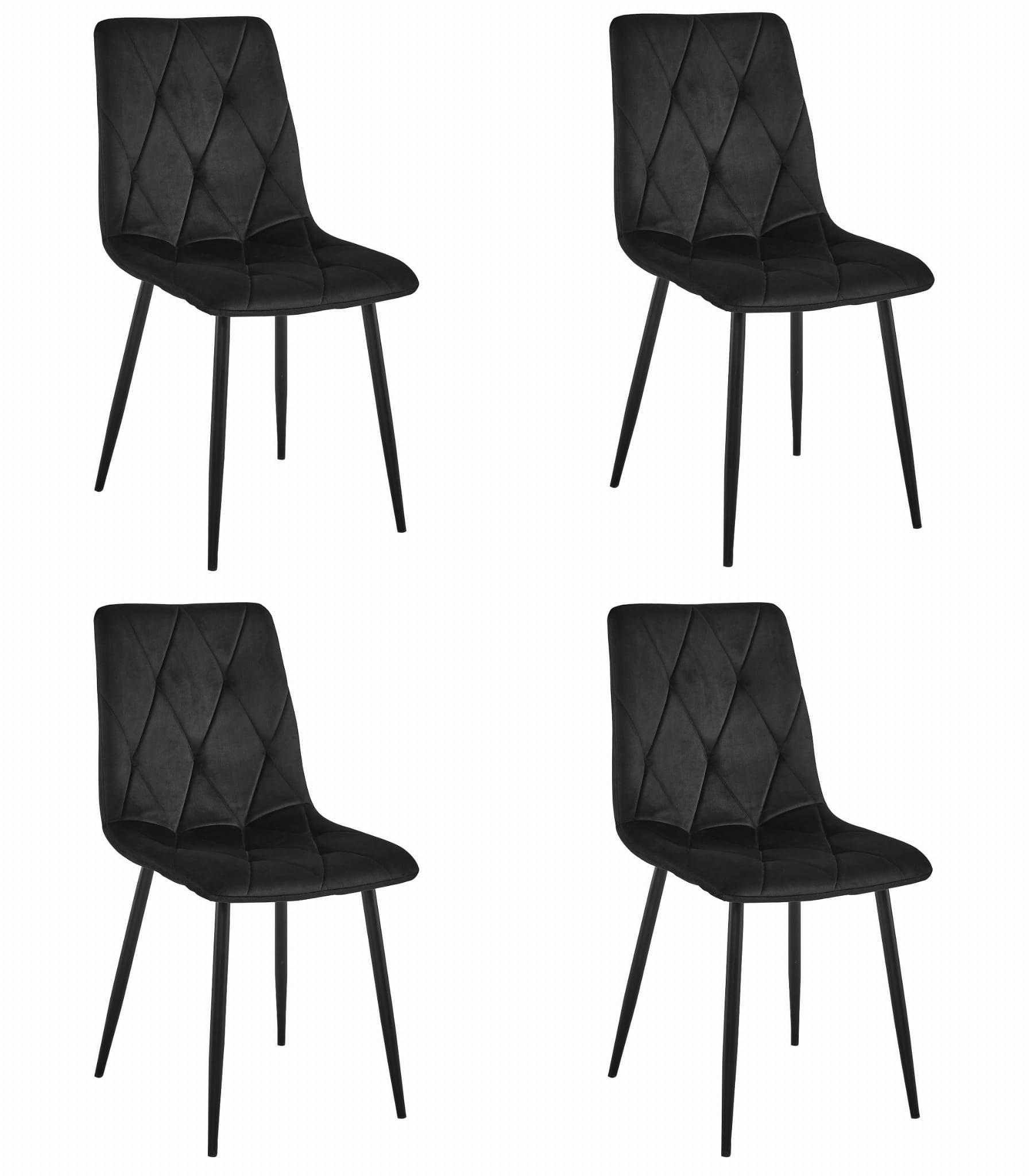 Valora cadeiras tyra veludo preto pés metal modernas x4