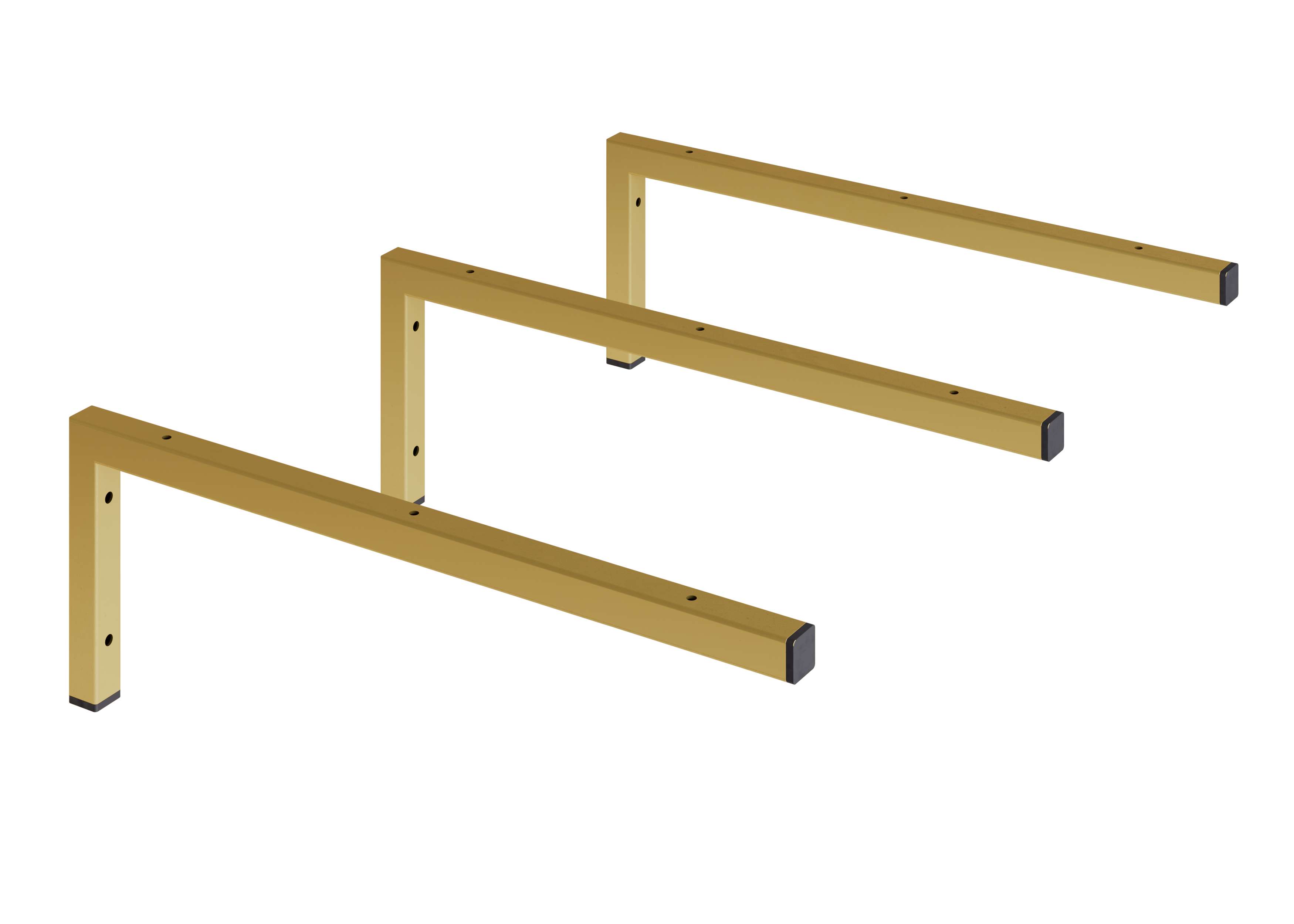 Conjunto de 3 suportes de fixaçãos dourado mate para tampo de lavatório
