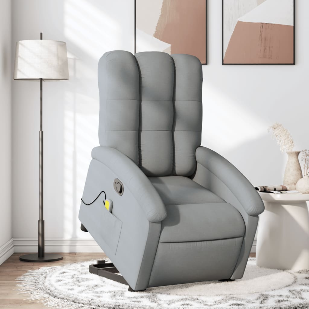 Poltrona reclinável massagens tecido cinzento-claro ewg1642