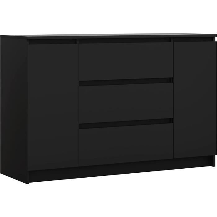 Cómoda 3 gavetas - preto - 120 x 39 x 78 cm